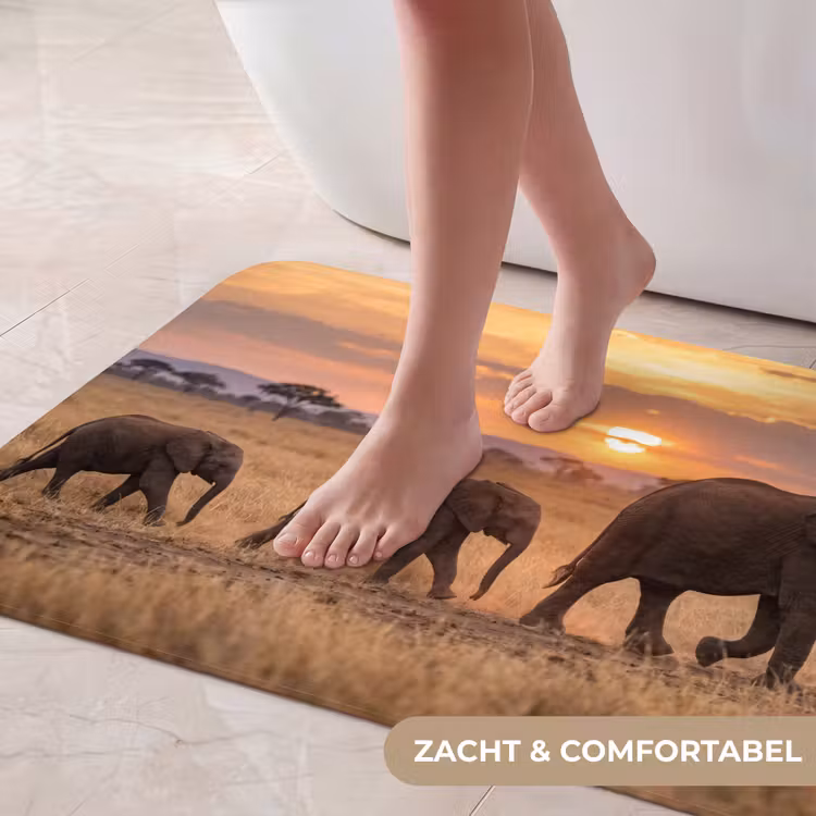 Badmat - Olifanten - Savanne - Zonsondergang - Afrika - Warm — 5
