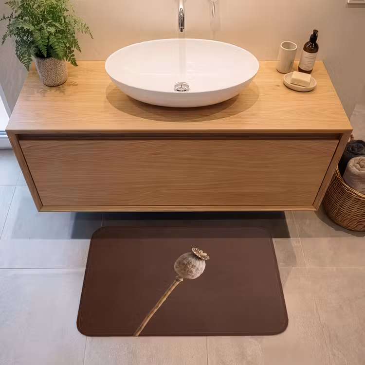 Badmat - Papaverbol - Droogbloem - Bruin - Minimalistisch — 2