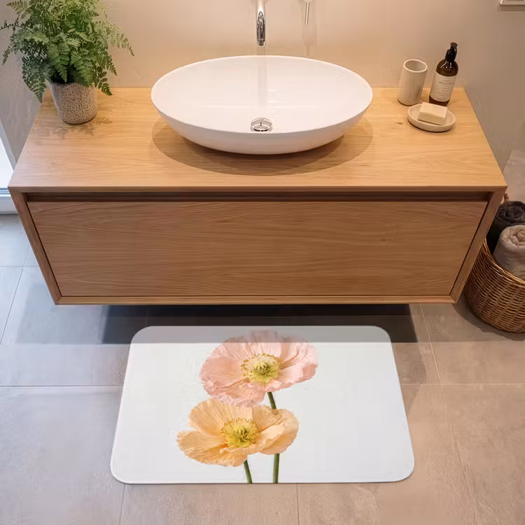 Badmat - Papavers - Botanisch - Roze — 2
