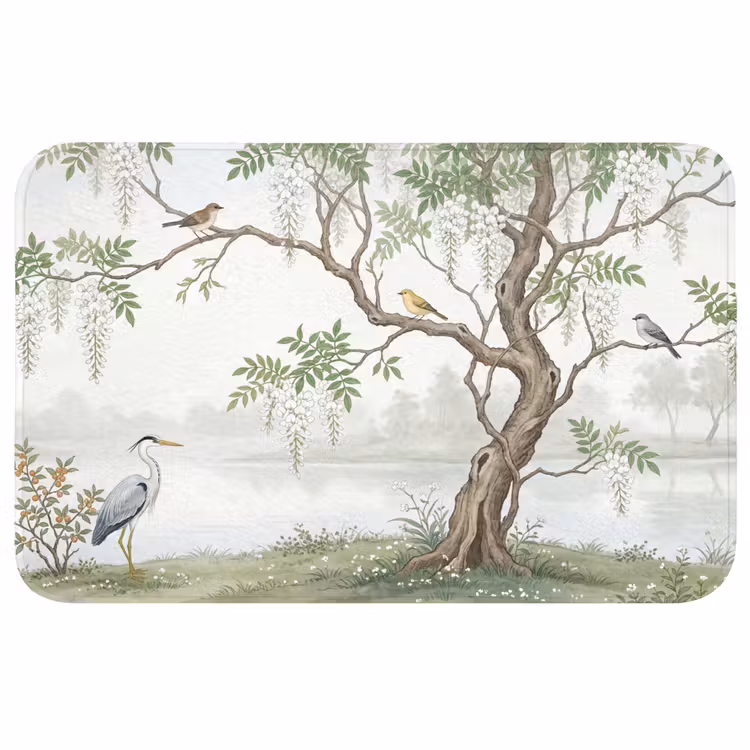 Badmat - Reiger - Landschap - Groen — 1