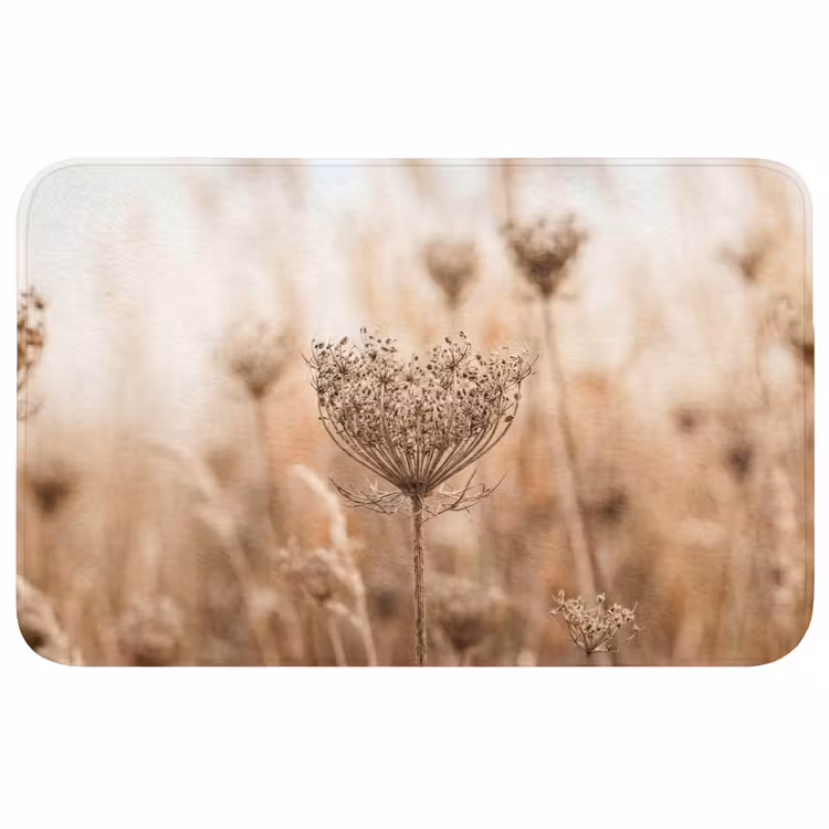 Badmat - Schermbloem - Droogbloem - Winter - Beige - Minimalistisch — 1