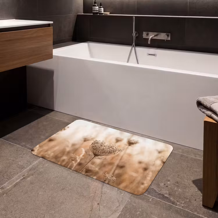 Badmat - Schermbloem - Droogbloem - Winter - Beige - Minimalistisch — 4