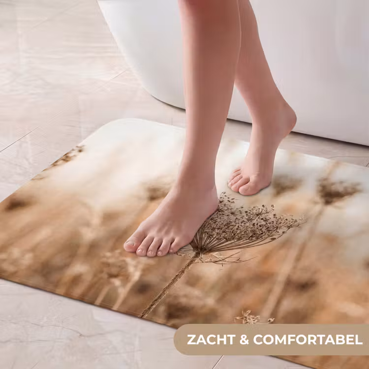 Badmat - Schermbloem - Droogbloem - Winter - Beige - Minimalistisch — 5