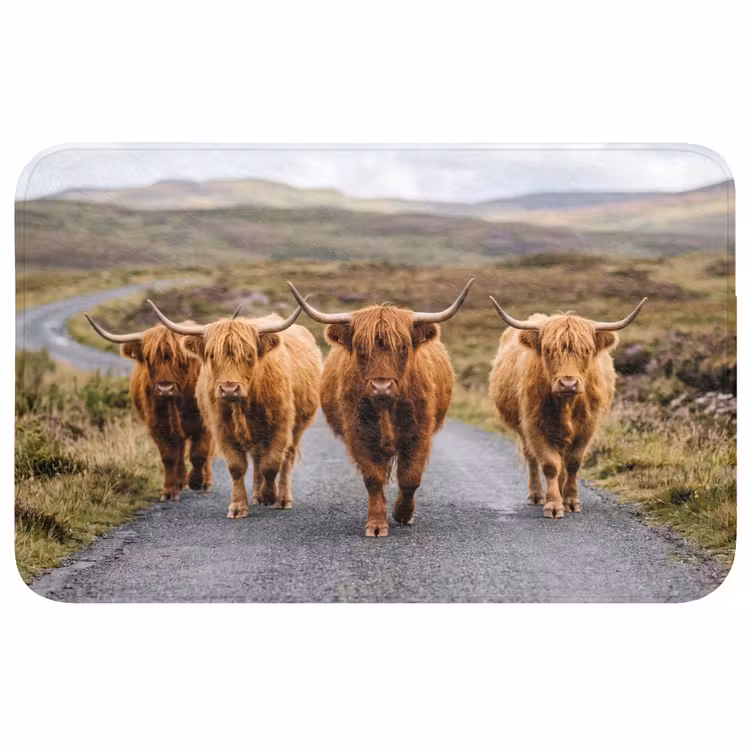 Badmat - Schotse Hooglanders - Weg - Landschap - Kudde — 1