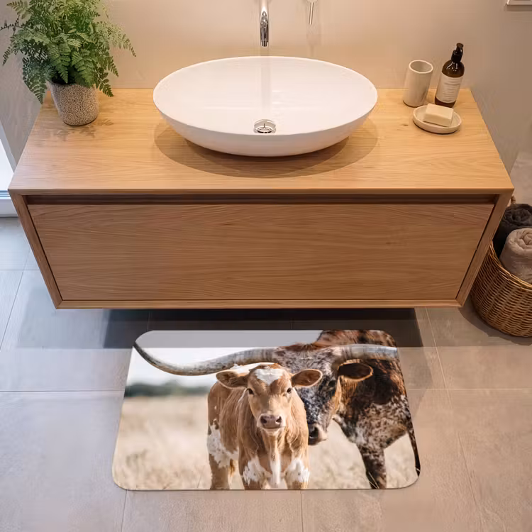 Badmat - Texas Longhorn - Kalf - Weide - Dieren — 2