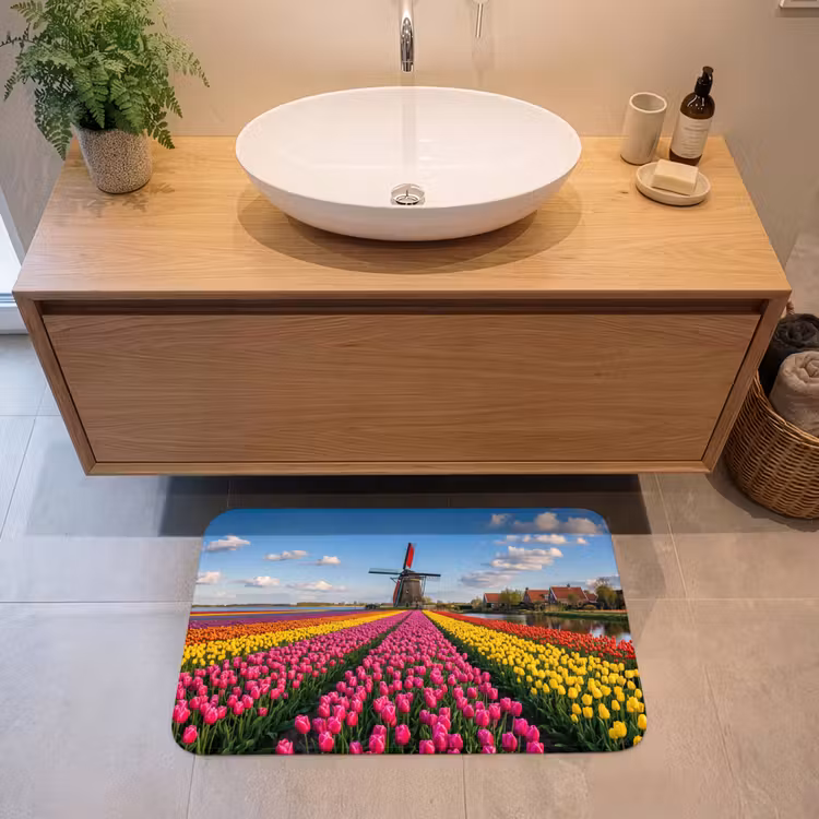 Badmat - Tulpen - Holland - Molen - Kleurrijk — 2