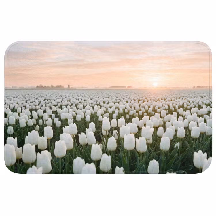 Badmat - Tulpen - Landschap - Wit — 1