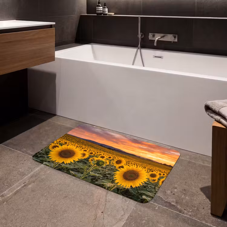 Badmat - Zonnebloemen - Heuvellandschap - Geel — 4