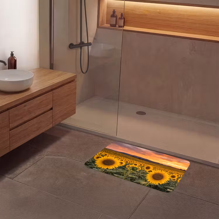 Badmat - Zonnebloemen - Heuvellandschap - Geel — 6