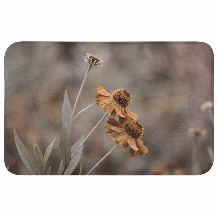 Badmat - Zonnehoed - Droogbloemen - Geel - Warm — 1