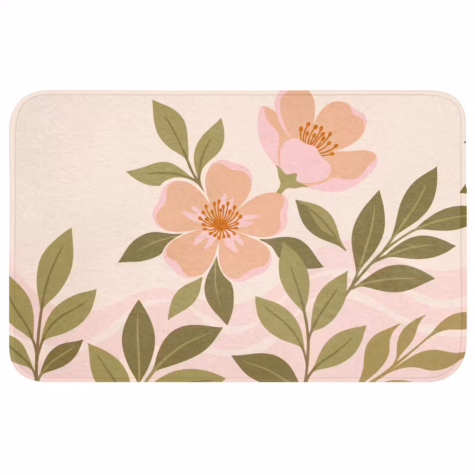 Badmat - Grafisch - Bloemen - Roze — 1