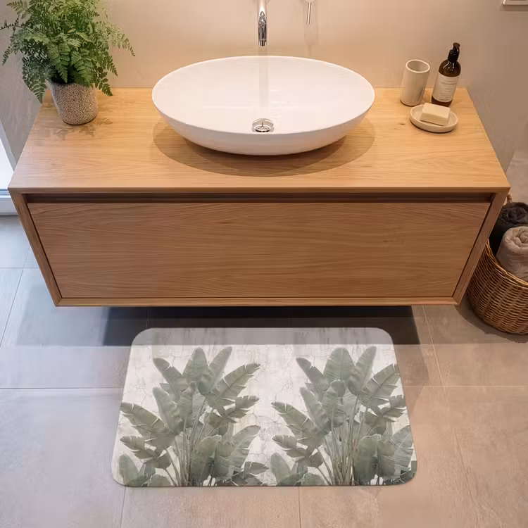Badmat - Bananenbladeren - Beton - Groen — 2