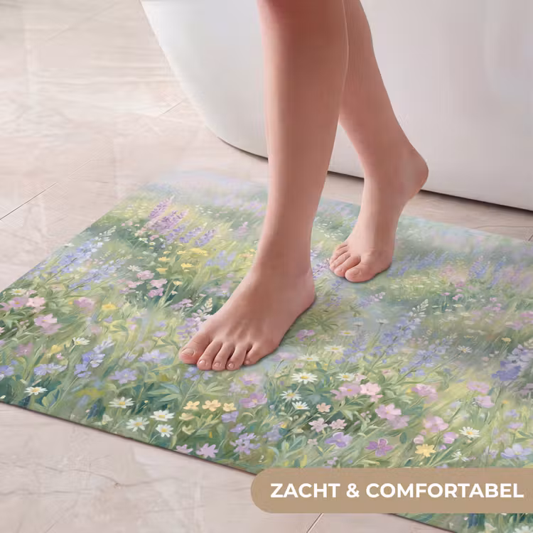 Badmat - Bloemenveld - Heuvels - Kleurrijk — 5