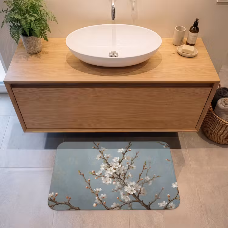 Badmat - Botanisch - Stilleven - Blauw — 2