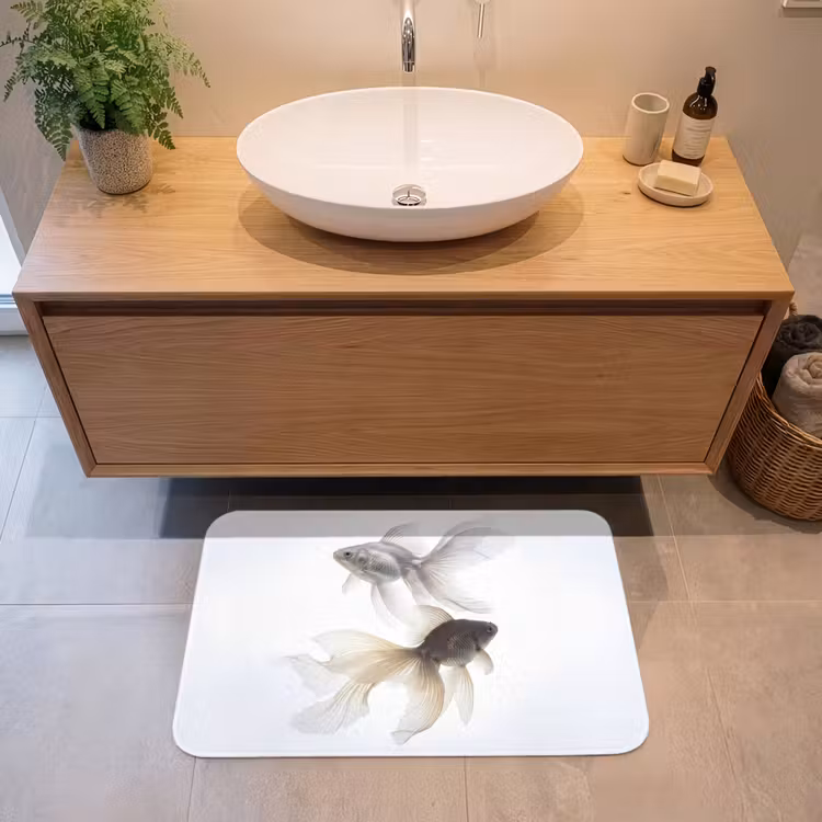 Badmat - Goudvissen - Modern - Wit — 2