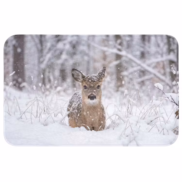 Badmat - Hert - Sneeuw - Bos - Dieren - Vertederend — 1