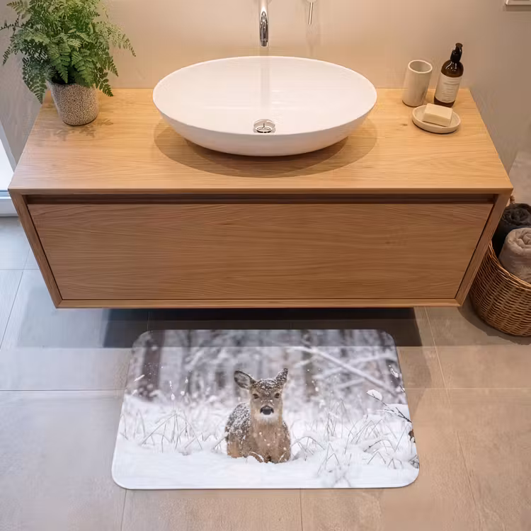 Badmat - Hert - Sneeuw - Bos - Dieren - Vertederend — 2
