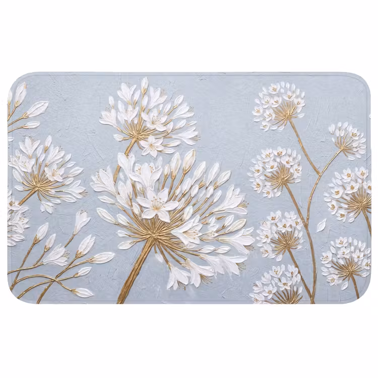Badmat - Illustratie - Bloemen - Blauw — 1