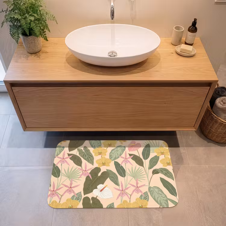 Badmat - Patroon - Bloemen - Kleurrijk — 2