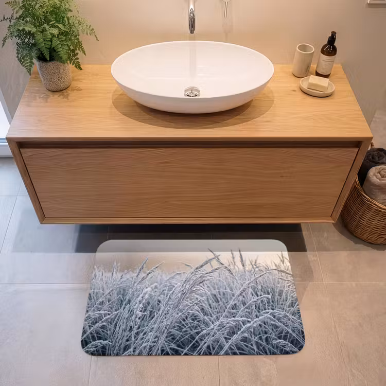 Badmat - Rijp - Gras - Kristallen - Winter - Minimalistisch — 2