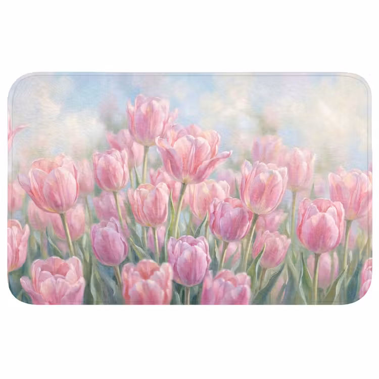 Badmat - Tulpen - Veld - Lente - Roze — 1