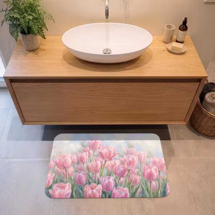 Badmat - Tulpen - Veld - Lente - Roze — 2