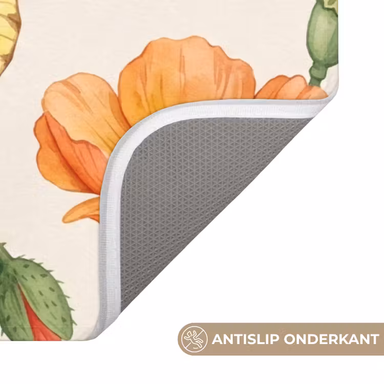 Badmat - Vlinders - Klaprozen - Illustratie - Kleurrijk — 3