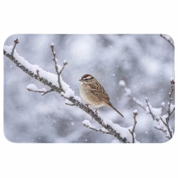 Badmat - Vogel - Tak - Sneeuw - Winter — 1