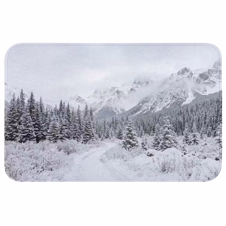 Badmat - Weg - Bergen - Sneeuw - Naaldbos - Avontuurlijk — 1
