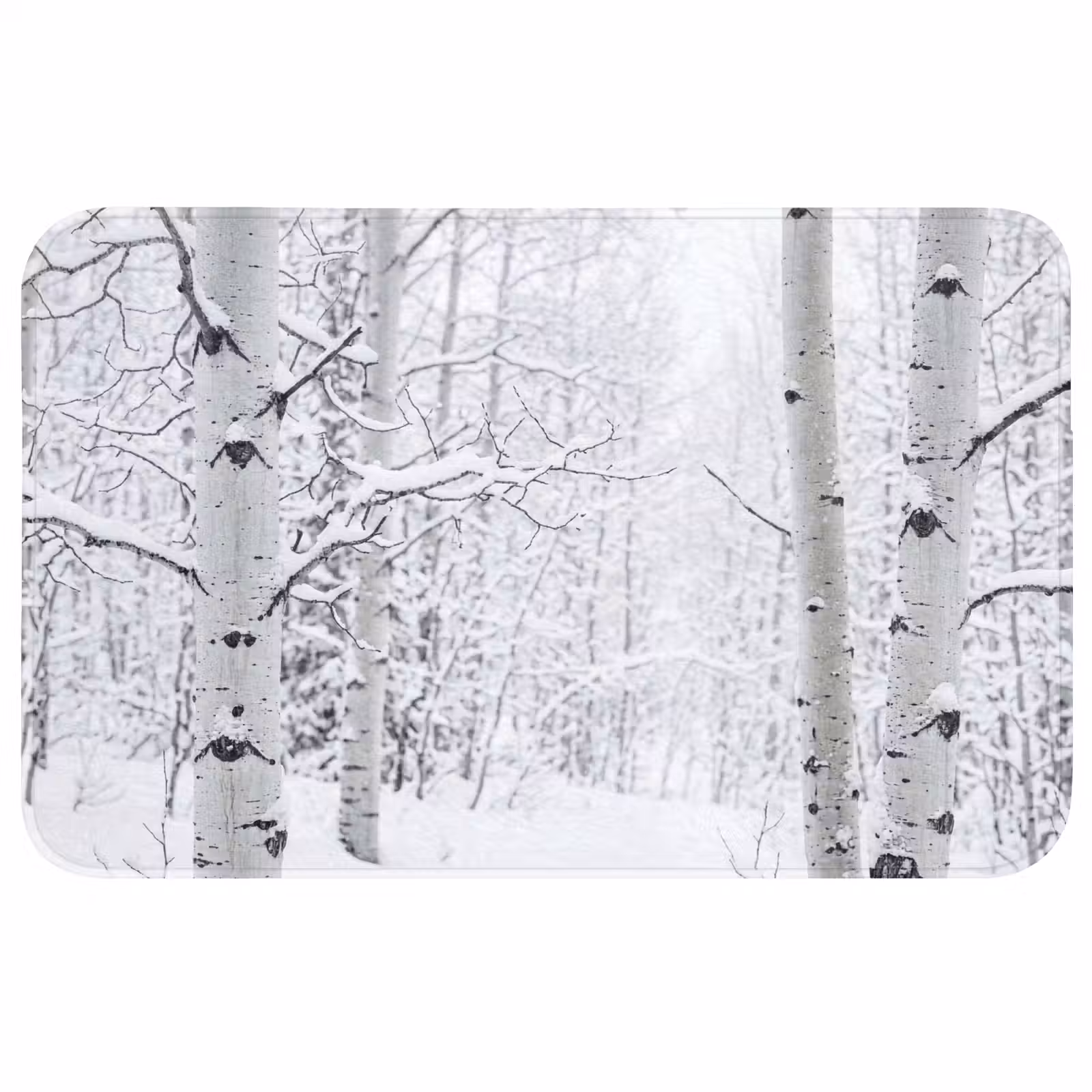 Badmat - Berkenbomen - Sneeuw - Winter - Bos - Wit — 1
