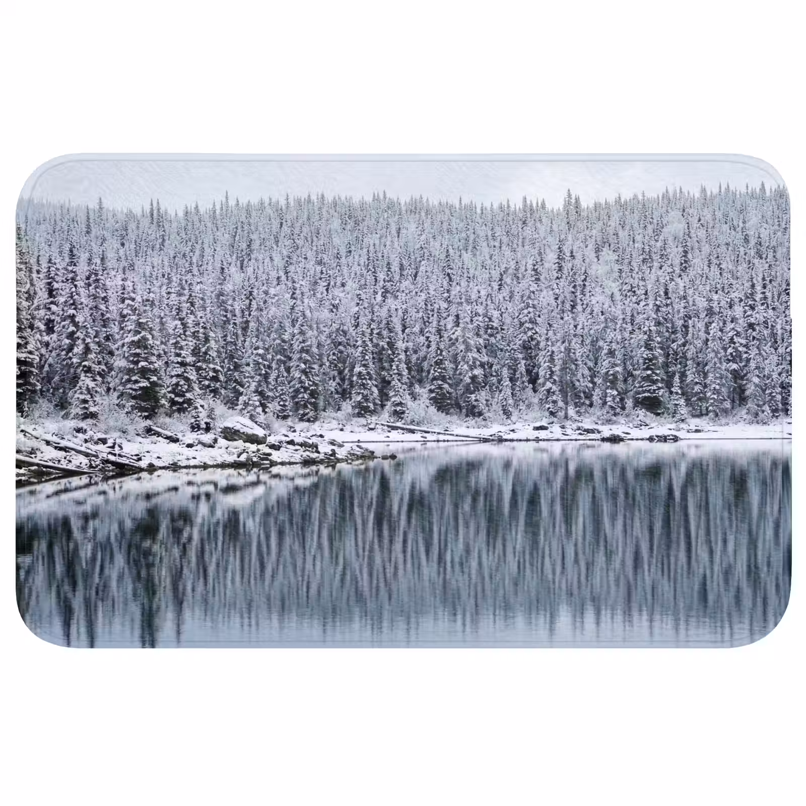 Badmat - Bos - Reflectie - Meer - Winter - Serene — 1