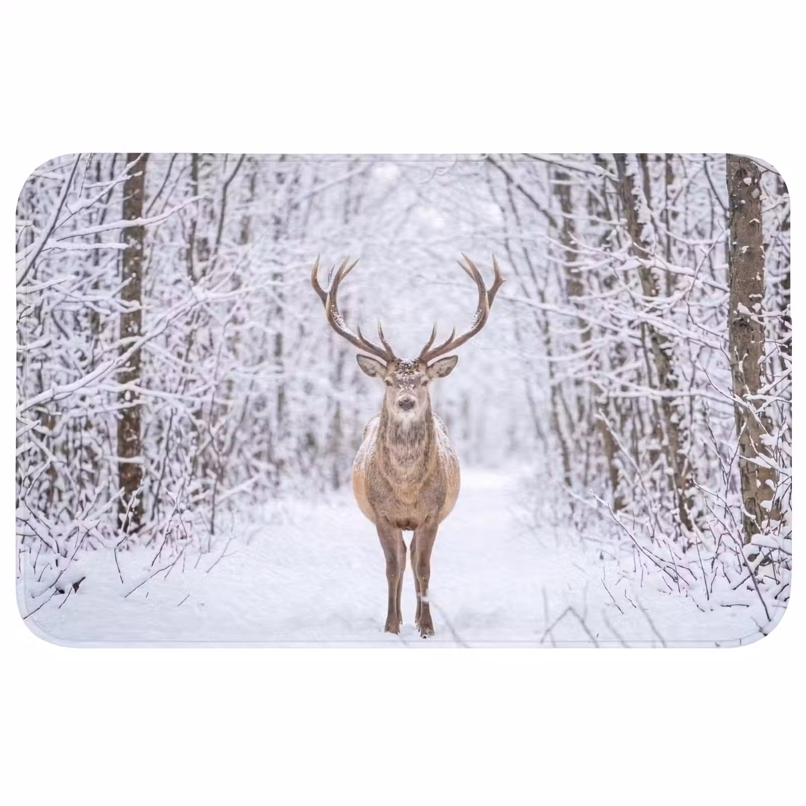 Badmat - Hert - Winter - Bos - Natuur - Wit — 1