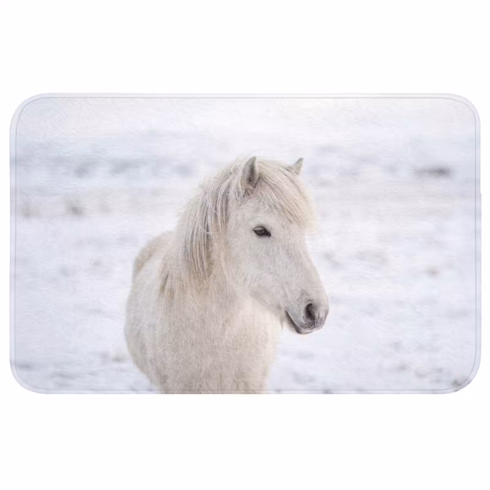 Badmat - Paard - Kop - Winter - Dieren - Wit — 1