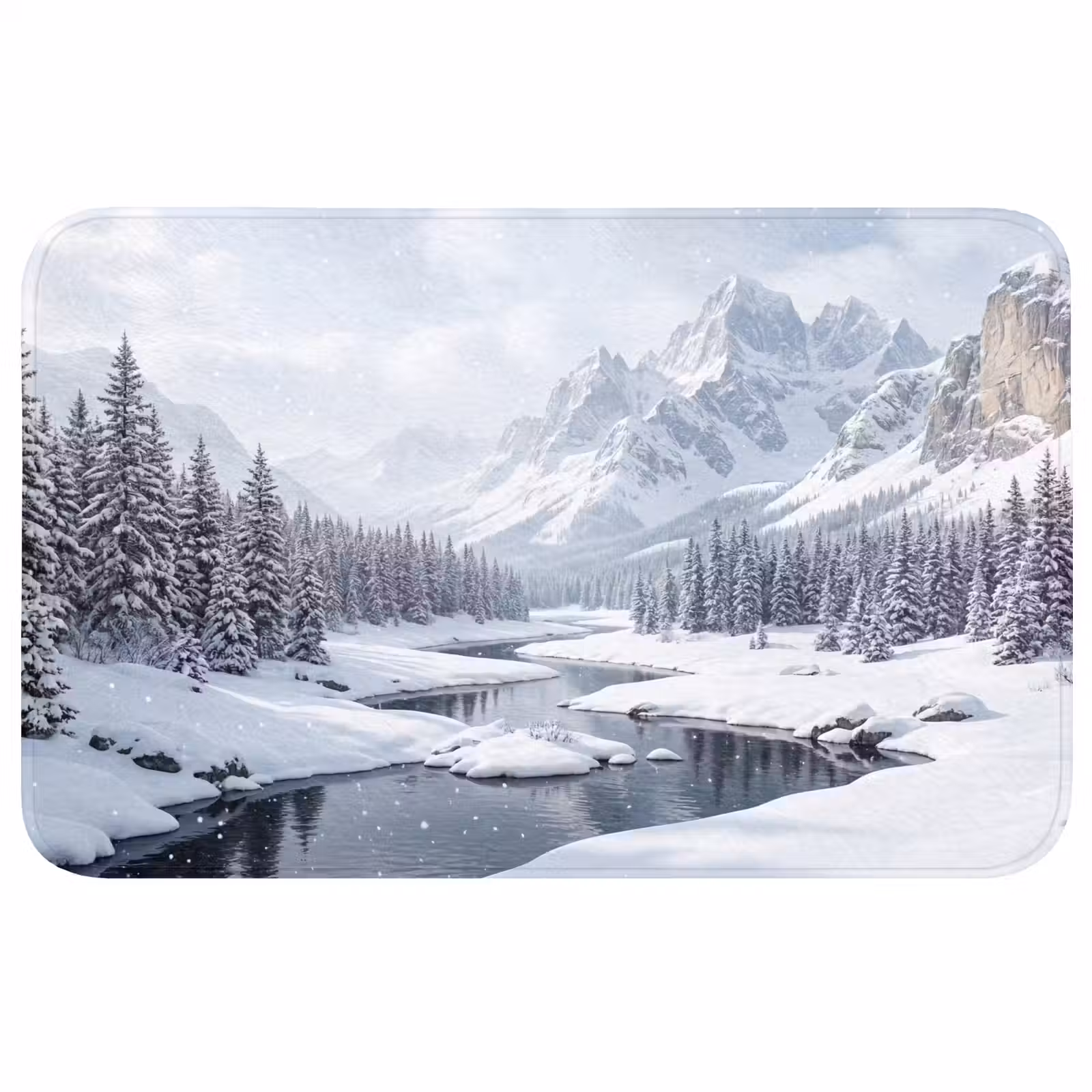 Badmat - Sneeuwlandschap - Bergen - Rivier - Winter — 1