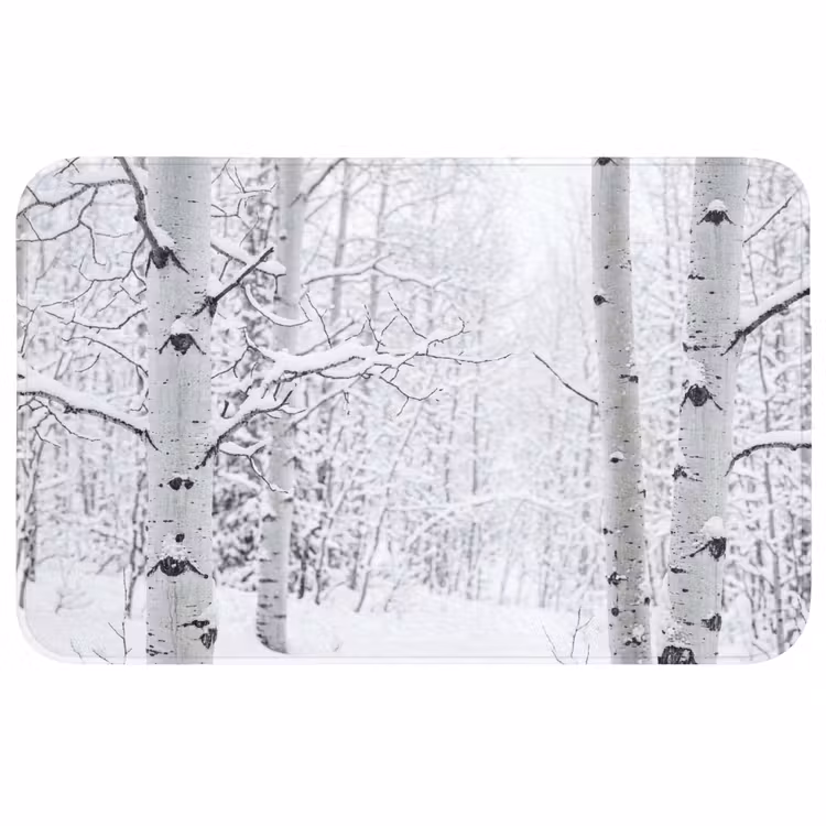 Badmat - Berkenbomen - Sneeuw - Winter - Bos - Wit — 1