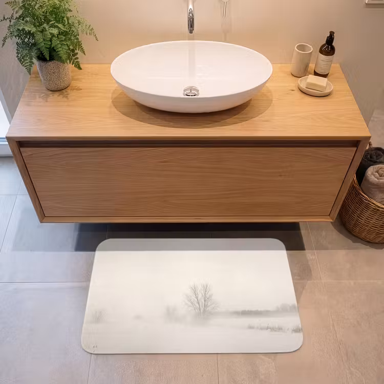 Badmat - Boom - Mist - Sneeuw - Winter - Minimalistisch — 2