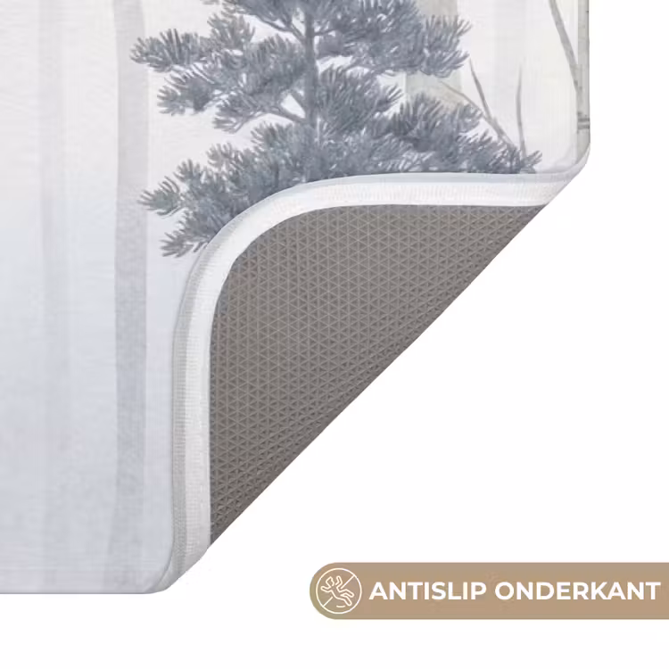 Badmat - Bos - Bomen - Mist - Natuur - Illustratie - Grijs — 3