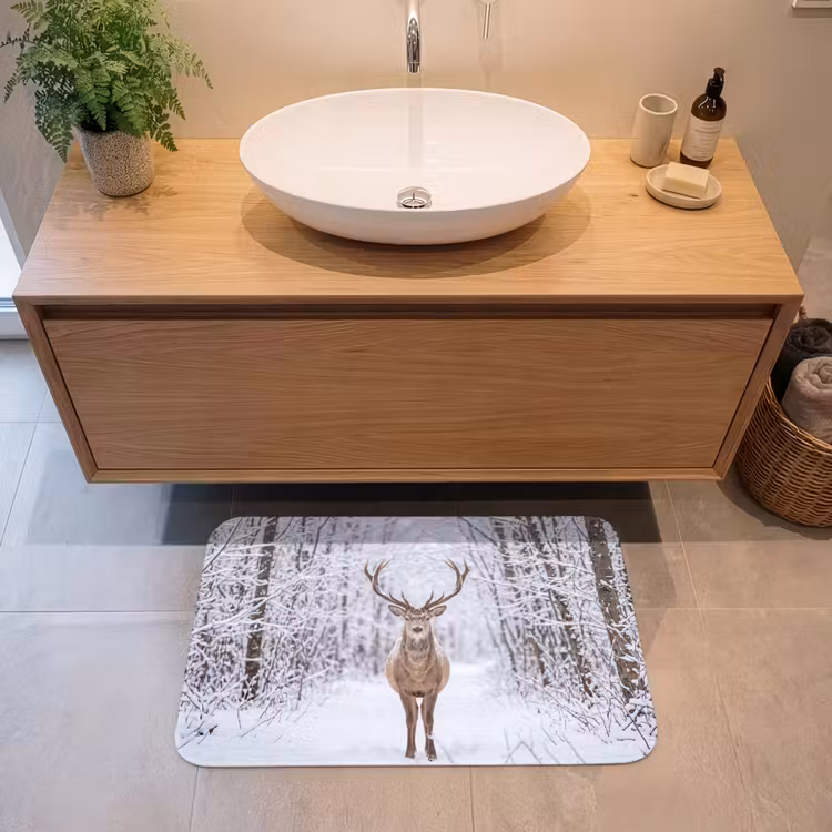 Badmat - Hert - Winter - Bos - Natuur - Wit — 2