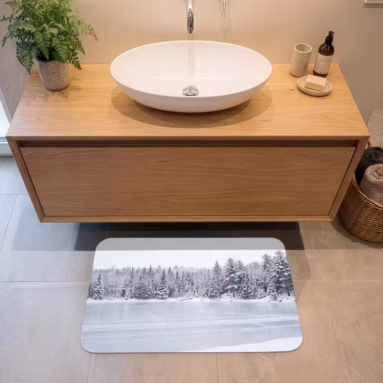 Badmat - Meer - Dennen - IJs - Winter - Rustgevend — 2
