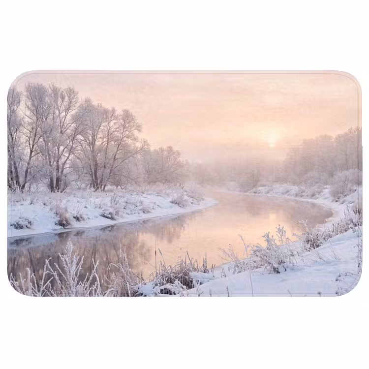 Badmat - Rivier - Winter - Landschap - Sneeuw - Zonsopgang — 1