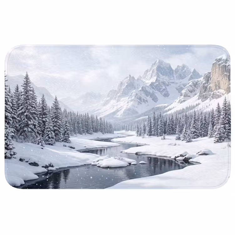 Badmat - Sneeuwlandschap - Bergen - Rivier - Winter — 1