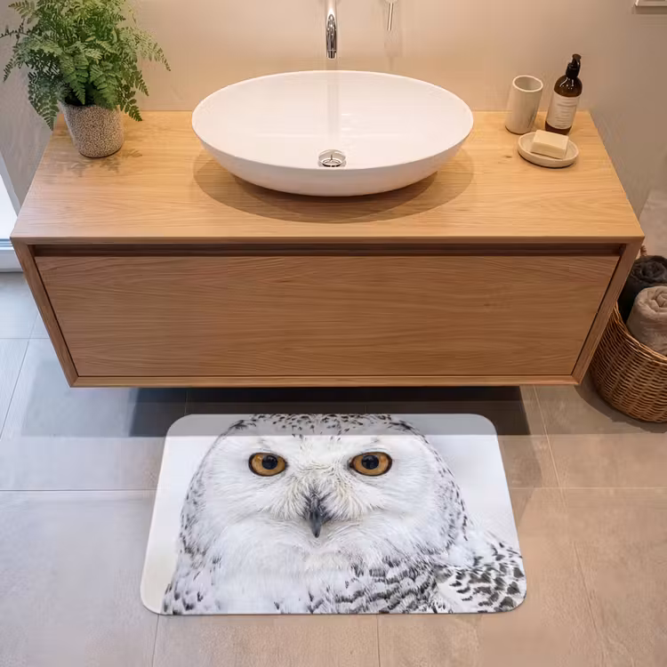 Badmat - Sneeuwuil - Oog - Wildlife - Wit — 2