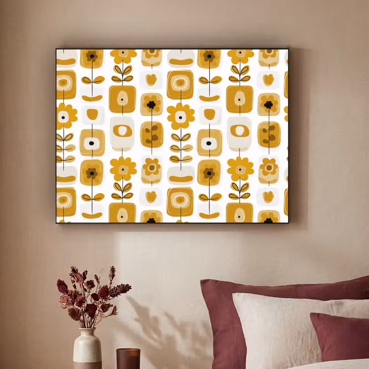 Art Frame - Retro - Abstract - Bloemen - Okergeel — 2