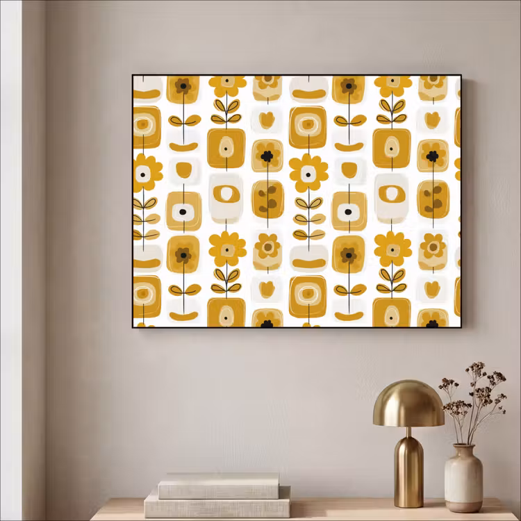 Art Frame - Retro - Abstract - Bloemen - Okergeel — 3