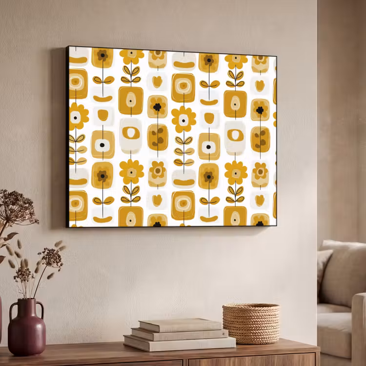 Art Frame - Retro - Abstract - Bloemen - Okergeel — 4