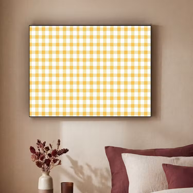 Art Frame - Ruit - Gingham - Klassiek - Geel en Wit — 2
