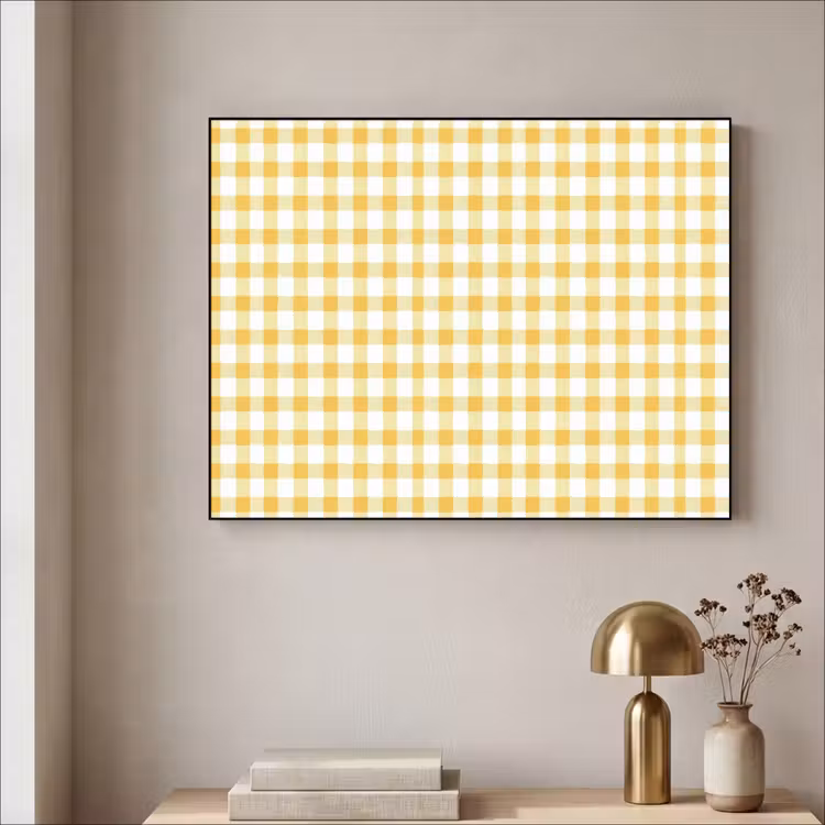 Art Frame - Ruit - Gingham - Klassiek - Geel en Wit — 3