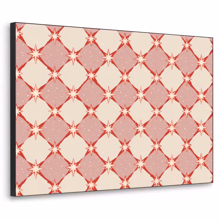 Art Frame - Ruiten - Sterren - Vintage - Oudroze - Rood — 1