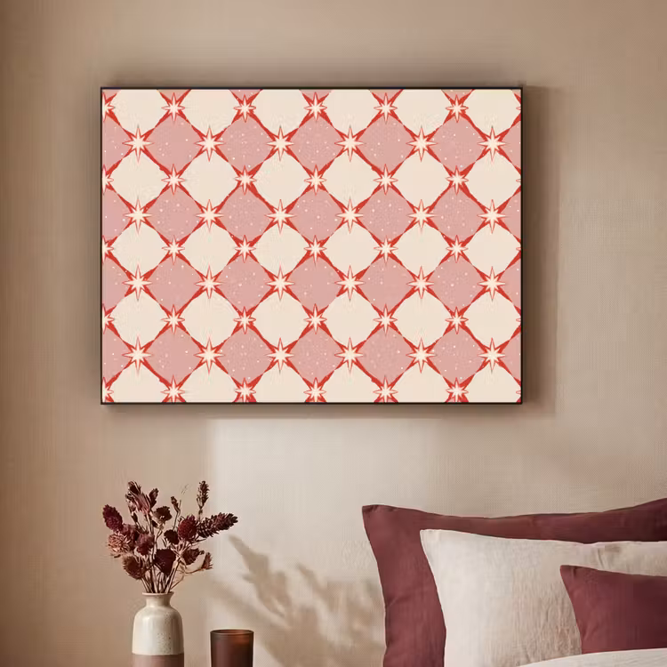 Art Frame - Ruiten - Sterren - Vintage - Oudroze - Rood — 2