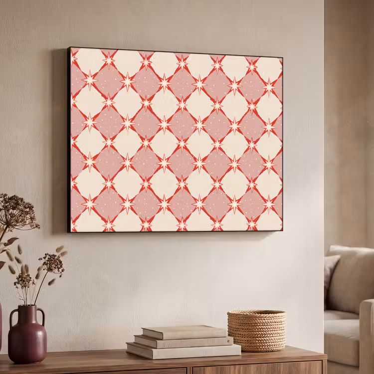 Art Frame - Ruiten - Sterren - Vintage - Oudroze - Rood — 4